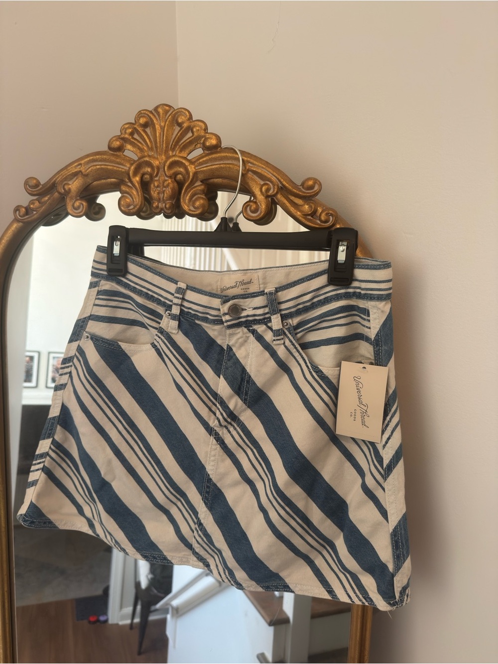 universal thread striped denim skirt size 6